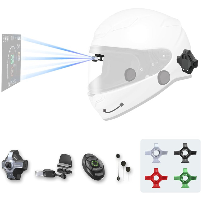 Motoeye interkom motocyklowy E6+ wyświetlacz HUD AR Sony microOLED MESH kamera tył