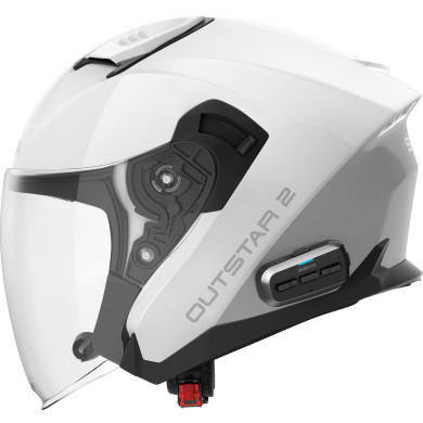 OUTSTAR 2, Smart Open Face, hálós kommunikációs rendszerrel, fényes fehér, ECE 22.06
