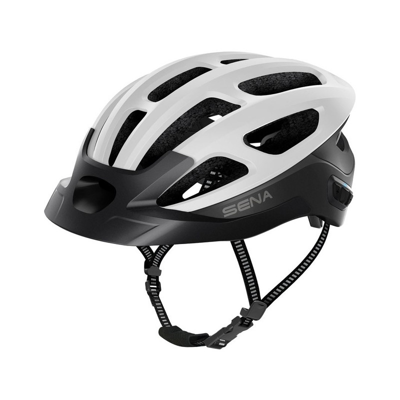 SENA CYCLING HELMET WITH M1 INTERCOM, LED LIGHT + VISOR, NEW PROCESSOR