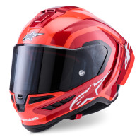 sUPERTECH R10 ARIUS Red sisak, ALPINESTARS (piros/piros/piros/karbon/fehér) 2026