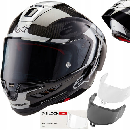 Alpinestars S-R10 Carbon Element sisak (Ezüst/fekete) - FIM