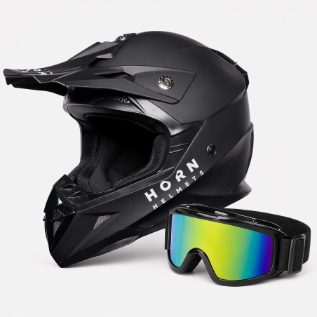Kask cross HORN H915 ECE 22.06 enduro quad + gogle lekki
