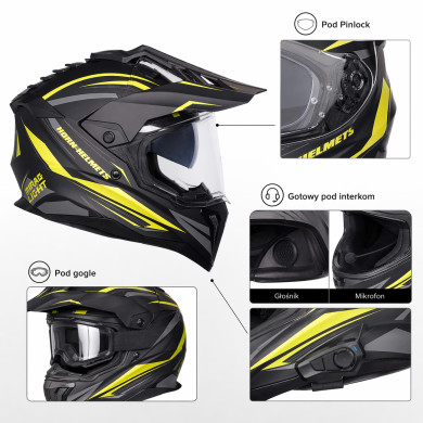 Horn MultiCross 2 cross enduro quad helmet with Pinlock visor ECE 22.06