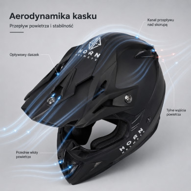 Kask cross HORN H915 ECE 22.06 enduro quad + gogle lekki
