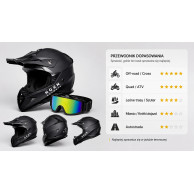 Kask cross HORN H915 ECE 22.06 enduro quad + gogle lekki