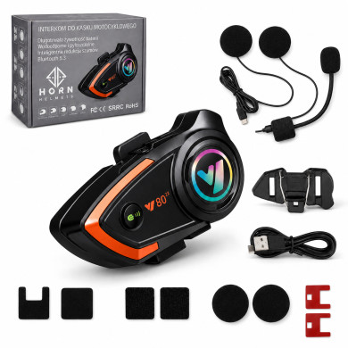 Interkom motocyklowy HORN V80 – Bluetooth 5.3, IPX6, PL
