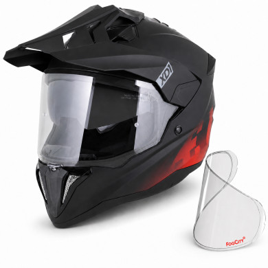 ZED XD1 Helmet Black Matt/Red – Adventure ECE 22.06, Visor, FogCity®
