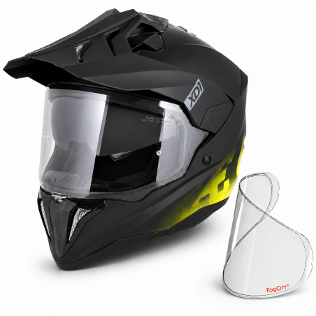 Prilba cross enduro ZED XD1 štít + clona | čierna mat/žltá fluo