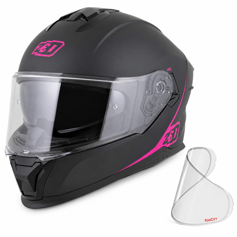 Kask motocyklowy integralny ZED K40 czarno-różowy
