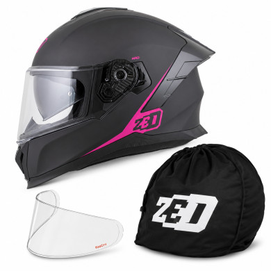 Kask motocyklowy integralny ZED K40 czarno-różowy
