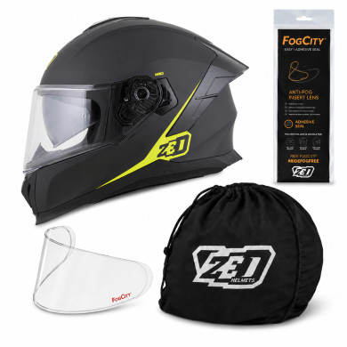 Kask motocyklowy integralny ZED K40 czarno-żółty fluo