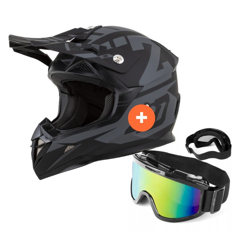 Zestaw: kask motocyklowy cross ZED X1.9 Targa + gogle multikolor
