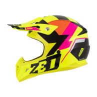 Zestaw: kask motocyklowy cross ZED X1.9 Tendo żółty fluo różowy pomarańczowy czarny (M) + gogle