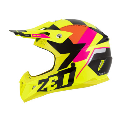 copy of Zestaw: Kask motocyklowy cross ZED X1.9 Tendo żółty fluo różowy pomarańczowy czarny (M) + gogle multikolor