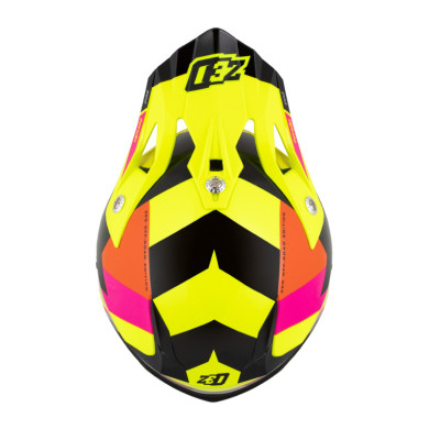 Zestaw: kask motocyklowy cross ZED X1.9 Tendo żółty fluo różowy pomarańczowy czarny (XS) + gogle