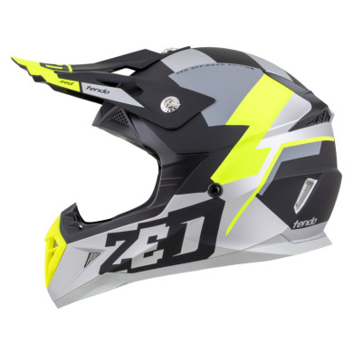 Zestaw: kask motocyklowy cross ZED X1.9 Tendo czarny mat szary żółty fluo (XL) + gogle