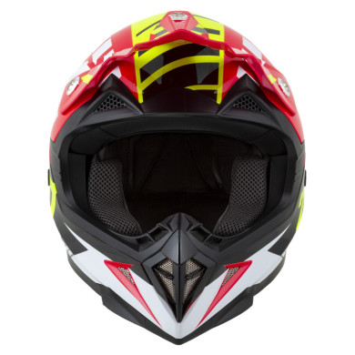 Zestaw: kask motocyklowy cross ZED X1.9 Targa czerwony żółty fluo czarny biały (M) + gogle