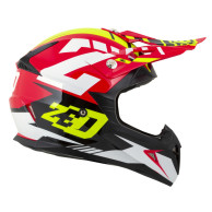 Zestaw: kask motocyklowy cross ZED X1.9 Targa czerwony żółty fluo czarny biały (S) + gogle