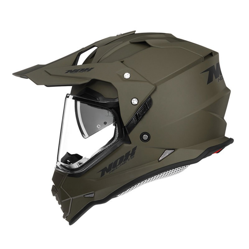 NOX N312 khaki mat – enduro přilba ECE 22 06 s výměnným štítkem pro pinlock