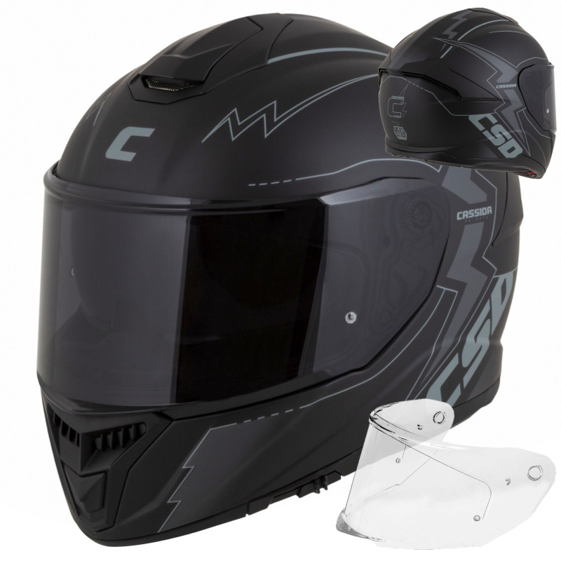 Cassida GT 2.1 Flash ECE 22.06 Helm - Schwarzes Glas, Pinlock-System