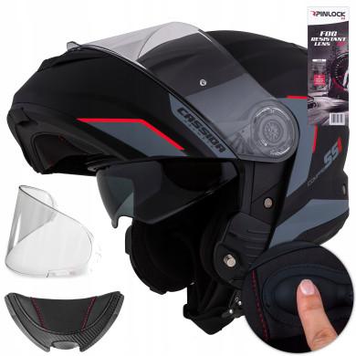 CASSIDA Klapphelm Compress 2.0 Refraction (SCHWARZ MATT/GRAU/ROT)
