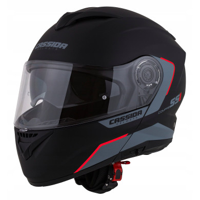 CASSIDA Klapphelm Compress 2.0 Refraction (SCHWARZ MATT/GRAU/ROT)
