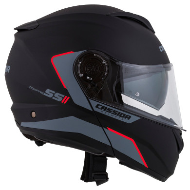 CASSIDA Klapphelm Compress 2.0 Refraction (SCHWARZ MATT/GRAU/ROT)