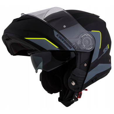 CASSIDA Klapphelm Compress 2.0 Refraction (SCHWARZ MATT/GRAU/GELB FLUO)