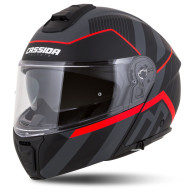 Cassida Modulo 2.1 Profil schwarz matt grau rot - Kinnriemenhelm