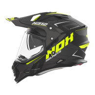 Kask enduro NOX N312 Vapor čierny žltý - ECE 22.06, vetracia clona, šilt.