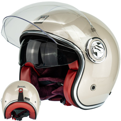 Kask NOX Heritage Champagne ECE 22.06 otwarty Vespa skuter