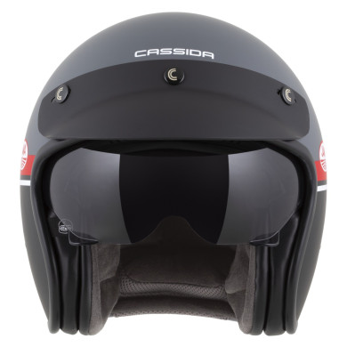 Otevřená přilba Cassida Oxygen 2.0 Gear ECE 22.06 s výklopným štítkem.