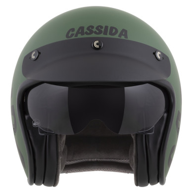 Nyitott típusú Cassida Oxygen 2.0 Gear ECE 22.06 sisak szélvédővel.