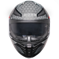 Prilba na motocykel Horn Viper Red 853 integrálna s antifog clonou interkom ECE 22.06
