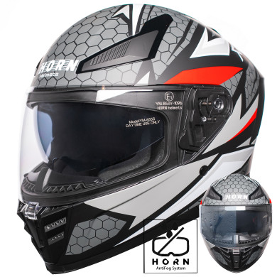 Horn Viper Red 853 integral motorbike helmet anti-fog intercom ECE 22.06