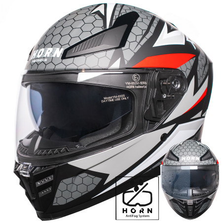 Horn Viper Red 853 integral motorbike helmet anti-fog intercom ECE 22.06