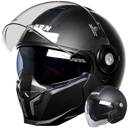 HORNSpace 651 motorcycle helmet – removable chin guard, visor, ECE 22.06