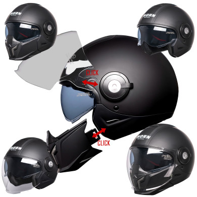 Kask motocyklowy HORN Space 3w1 ECE 22.06 blenda antifog interkom