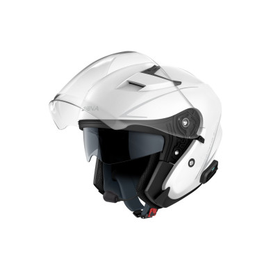 Otvorená prilba SENA Outstar S L – Bluetooth 5.0 slnečná clona WHITE ECE 22.06