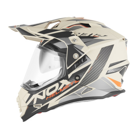 NOX N312 Track sand mat pomarańczowy – kask enduro ECE 22.06