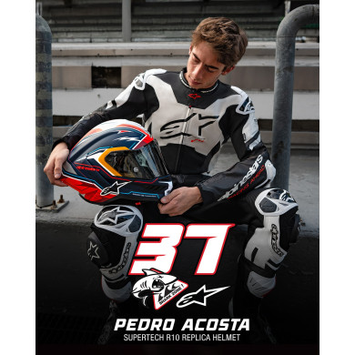 Motorcycle helmet SUPERTECH R10 Limited Edition PEDRO ACOSTA, ALPINESTARS (blue/red/white matt) 2025