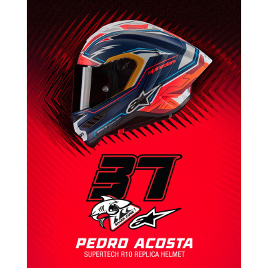 Motoros bukósisak SUPERTECH R10 Limited Edition PEDRO ACOSTA, ALPINESTARS (blue/red/white matt) 2025