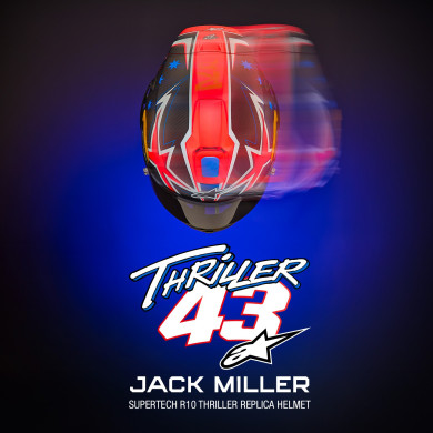 Kask motocyklowy SUPERTECH R10 Limited Edition Jack Miller carbon matt/red/blue/yellow ALPINESTARS Pinlock 120XLT + dwie szyby