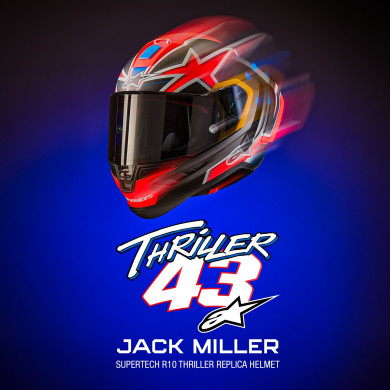 helmet SUPERTECH R10 limited edition JACK MILLER, ALPINESTARS (carbon matt/red/blue/yellow/white) 2025