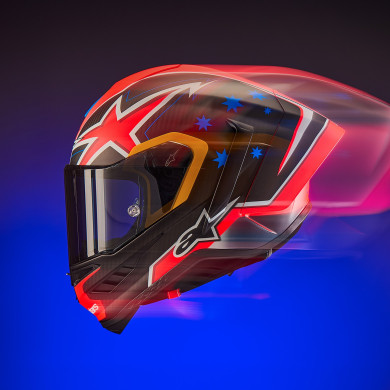 Kask motocyklowy SUPERTECH R10 Limited Edition Jack Miller carbon matt/red/blue/yellow ALPINESTARS Pinlock 120XLT + dwie szyby