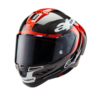 motorcycle helmet SUPERTECH R10 ELEMENT, ALPINESTARS (carbon/red fluo/white) 2026