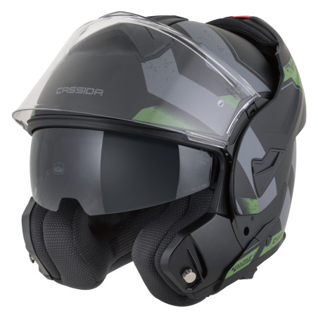 Cassida MultiFlip Korp Green flip-up helmet, sun visor, Pinlock, ECE 22.06