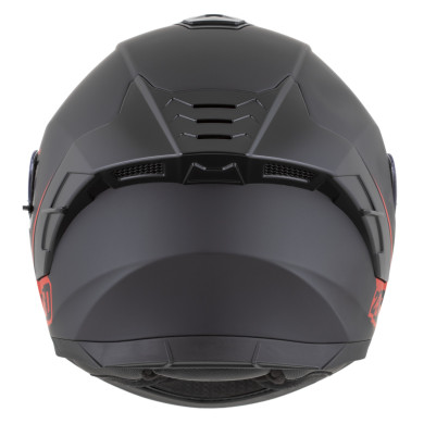 Kask integralny ZED K40 czarno-czerwony – ujęcie tylno-boczne 3/4
