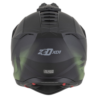 Motorradhelm ZED XD1 2026 matt schwarz / dunkelgrün Sonnenblende ECE 22.06 FogCity